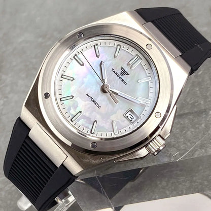 Tandorio 200M Diving 40mm Black White Shell Dial Lume NH35Automatic Men Watch Sapphire Glass Stainless Steel Bracelet 2025