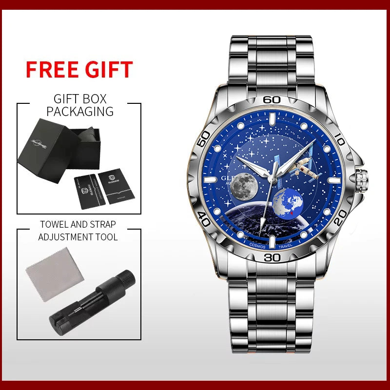 Glenaw Top Luxury Moon Rotation Stylish Personalized Fully Automatic Mechanical Men's Luminous Waterproof Watch