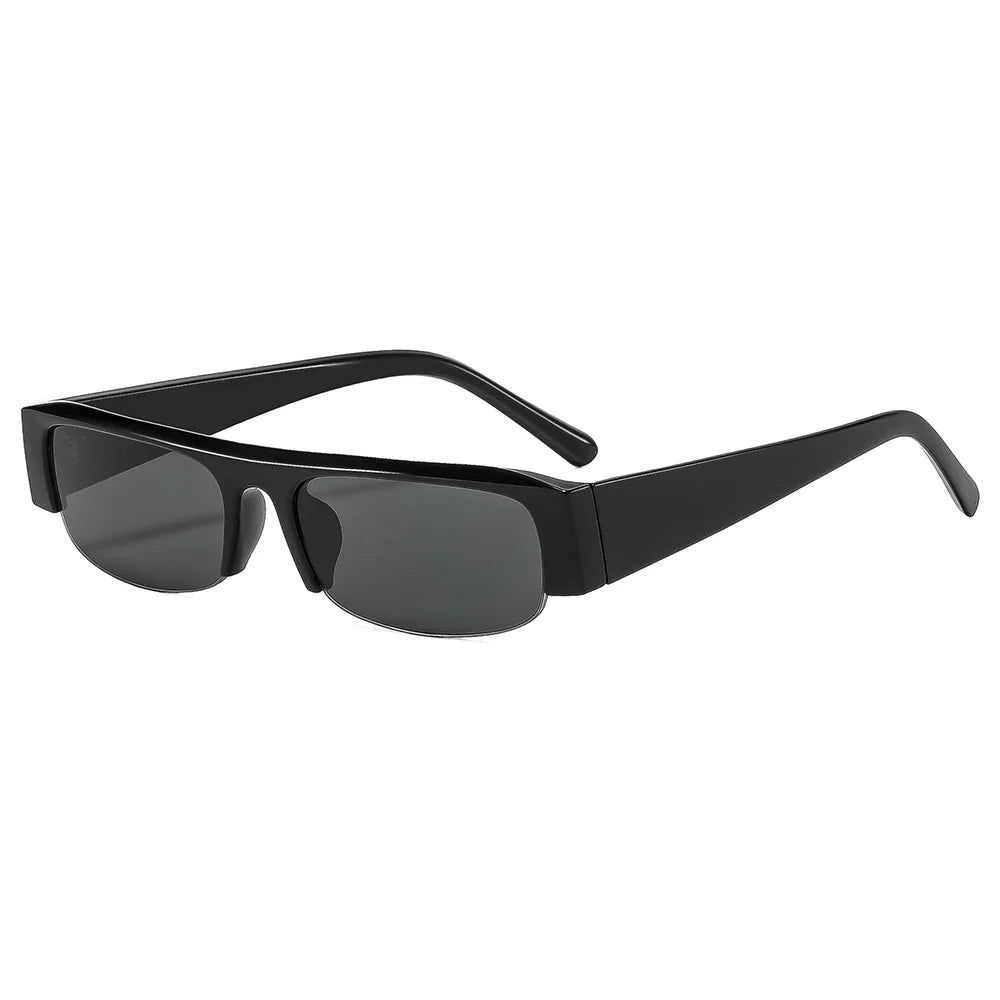 vintage small rectangle half frame black sunglasses for new fashion leopard gradient sun glasses ladies trendy driving eyewear