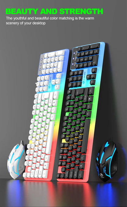 Conjunto gaming NG GTX350 com teclado e rato para computador portátil, retroiluminação LED, teclado USB com fio GTX350, preto