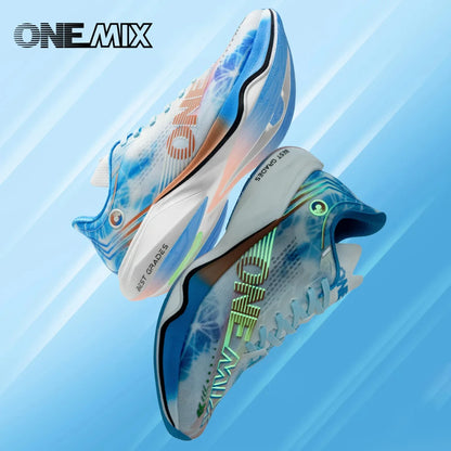ONEMIX New Nylon Carbon Board Marathon Running Racing Shoes Shock-Absorbing Professional Stable Support Ultra-Light Rebound Sneakers