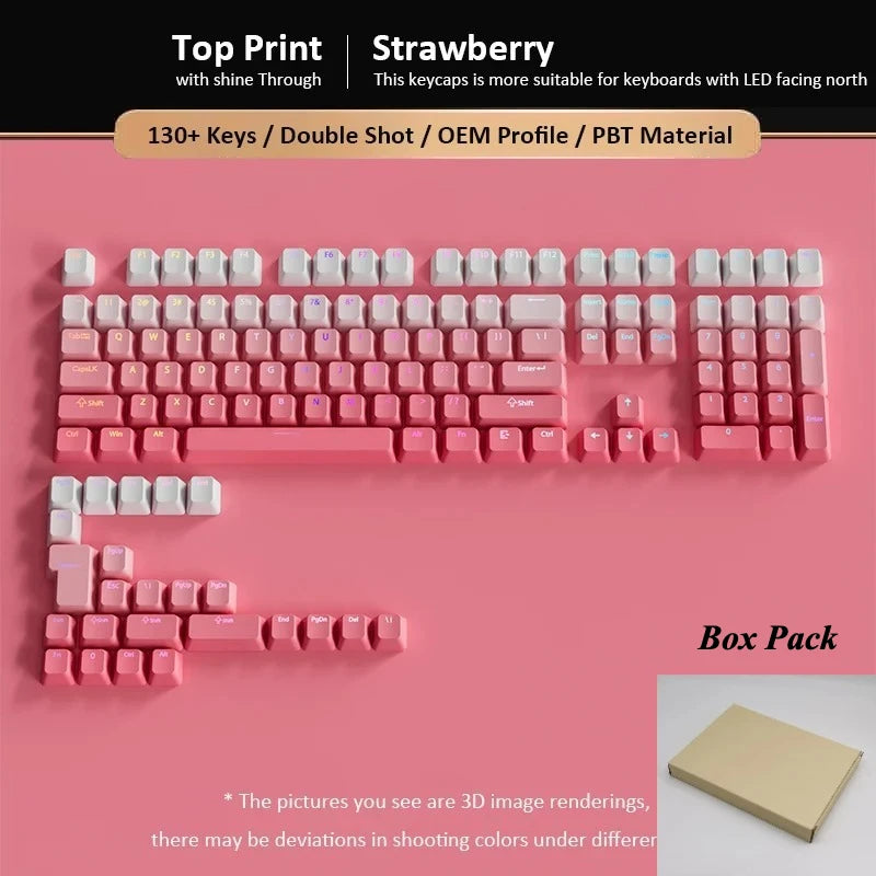 Conjunto de 133+ teclas OEM em gradiente para teclado mecânico gaming com switches Cherry MX, PBT retroiluminado RGB, layout ISO