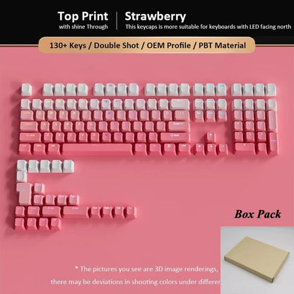 Conjunto de 133+ teclas OEM em gradiente para teclado mecânico gaming com switches Cherry MX, PBT retroiluminado RGB, layout ISO