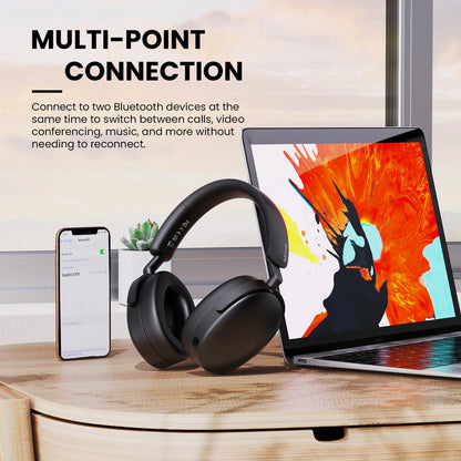 Auscultadores Bluetooth 5.4 Sem Fios Oneodio SuperEQ A200 ANC – Auscultadores Over-Ear com Cancelamento de Ruído, Microfone ENC, Áudio Hi-Res e Controlo por App