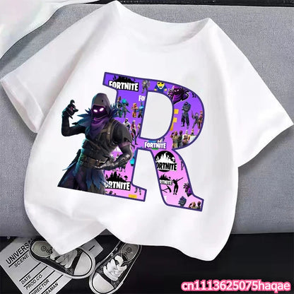 New Fortnites Kids T-shirts Cartoon Letter Graphic T-shirts Boys Girls Summer Casual Sports Short Sleeves Tops Children Clothing