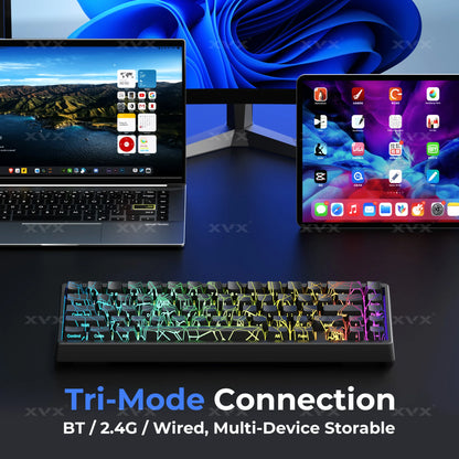 Teclado XVX Spider Web M67 JadeStone com Teclas IMD-Tech, Ligação Tri-Mode e Retroiluminação RGB Personalizada 60%