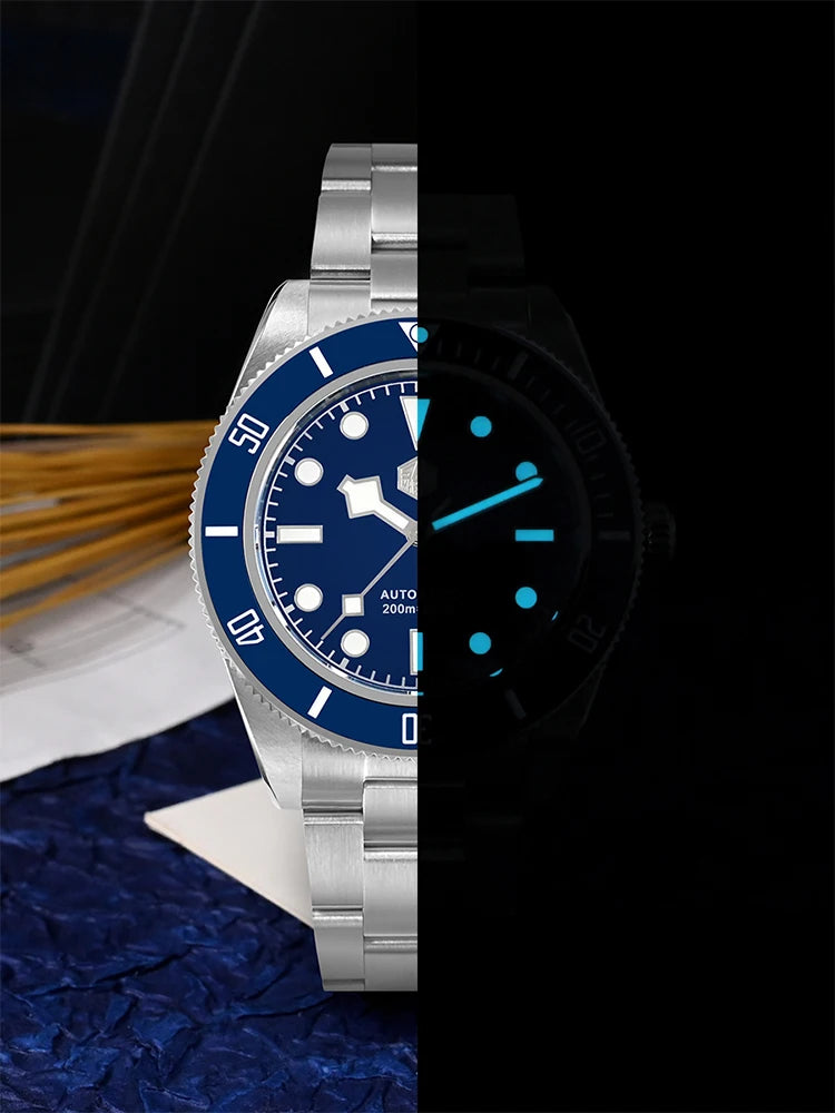 San Martin 40mm NH35 Automatic Men Diving Watch 20ATM Waterproof BB58 Sapphire Wristwatch BGW-9 C3 Luminous Reloj SN0008C/D