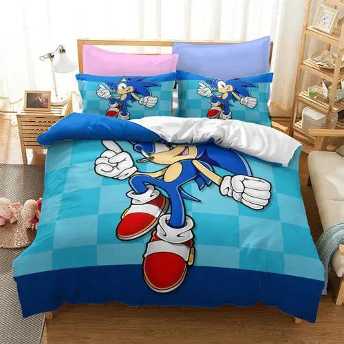 The Movie Sonics Printing Bedding Set Anime Digital Cartoon hedgehogs Duvet Cover Comforter Bed Youth Kids Girl Boys Gift