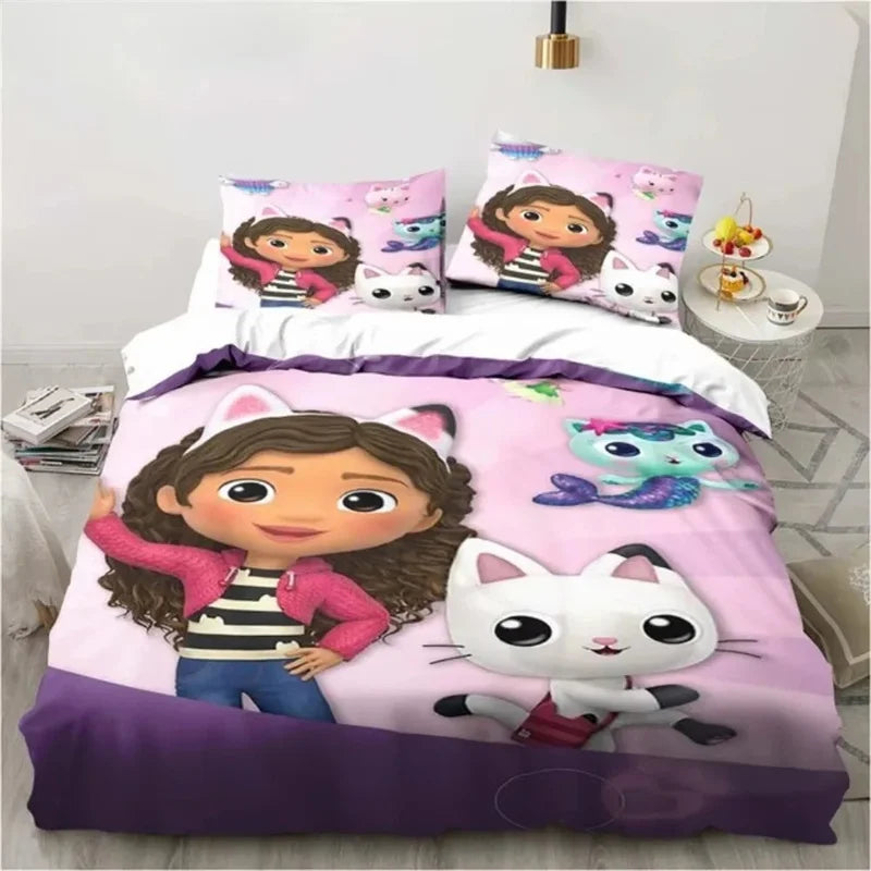 Gabbys Doll house 3D Printed Duvet Case Pillowcase Bedding Set Twin Full King for Kids Adults Bedroom