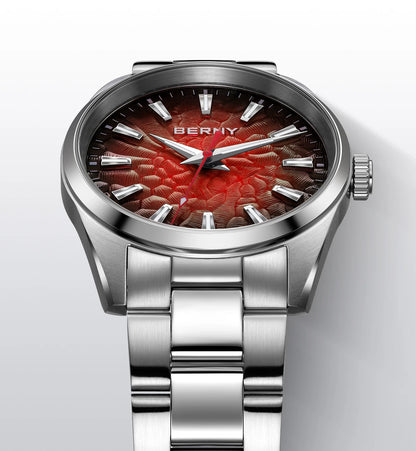 BERNY Men's Watch 10ATM Sapphire Luminous Fashion Quart Watches Full Stainless Steel Classic Dress Business Wristwatch