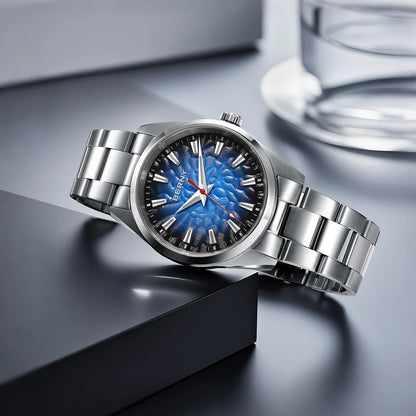 BERNY Men's Watch 10ATM Sapphire Luminous Fashion Quart Watches Full Stainless Steel Classic Dress Business Wristwatch
