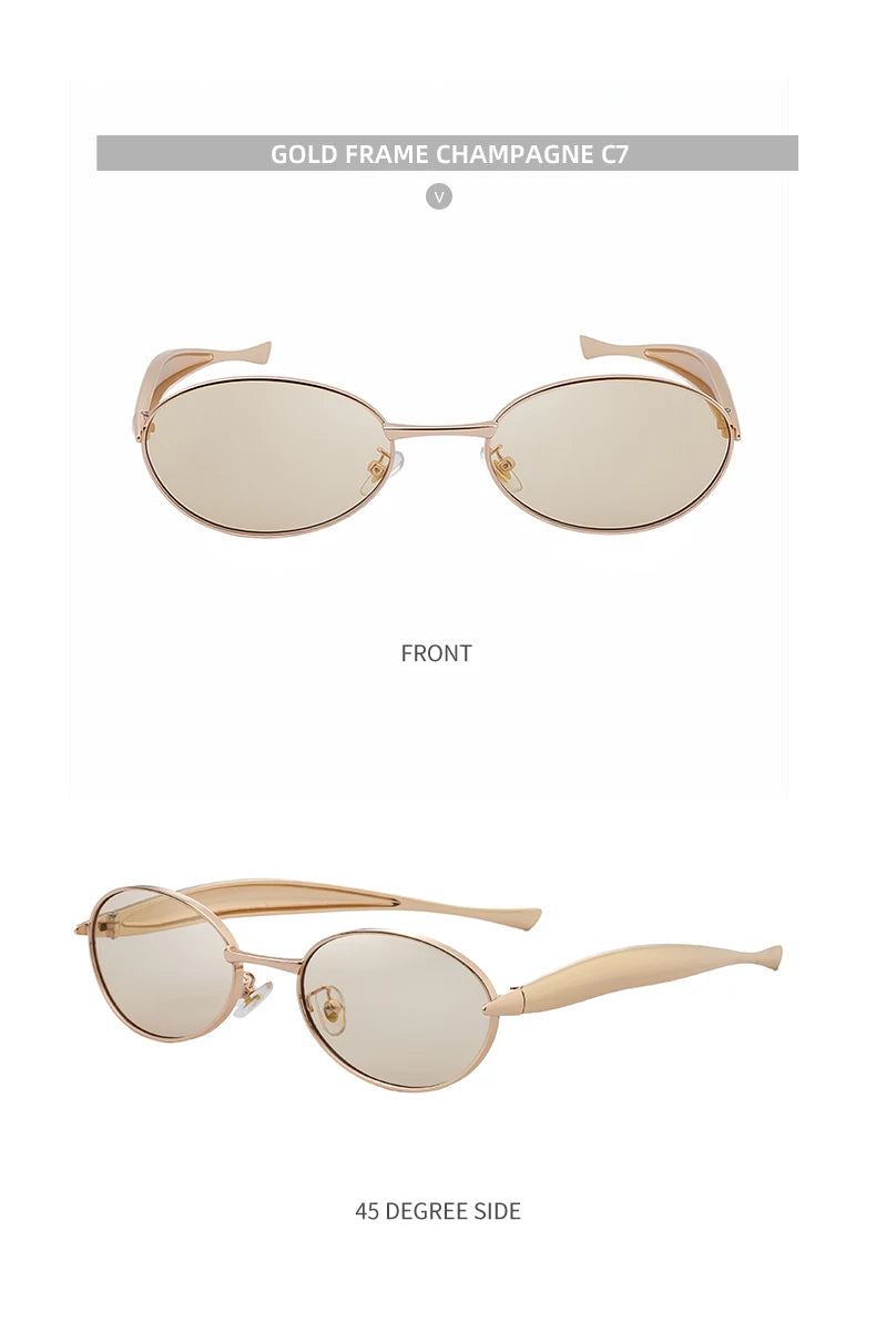 Sexy Small Oval Punk Sunglasses Women 2026 Luxury Vintage Steampunk Metal Frame Sun Glasses For Ladies Trendy Traveling Shades
