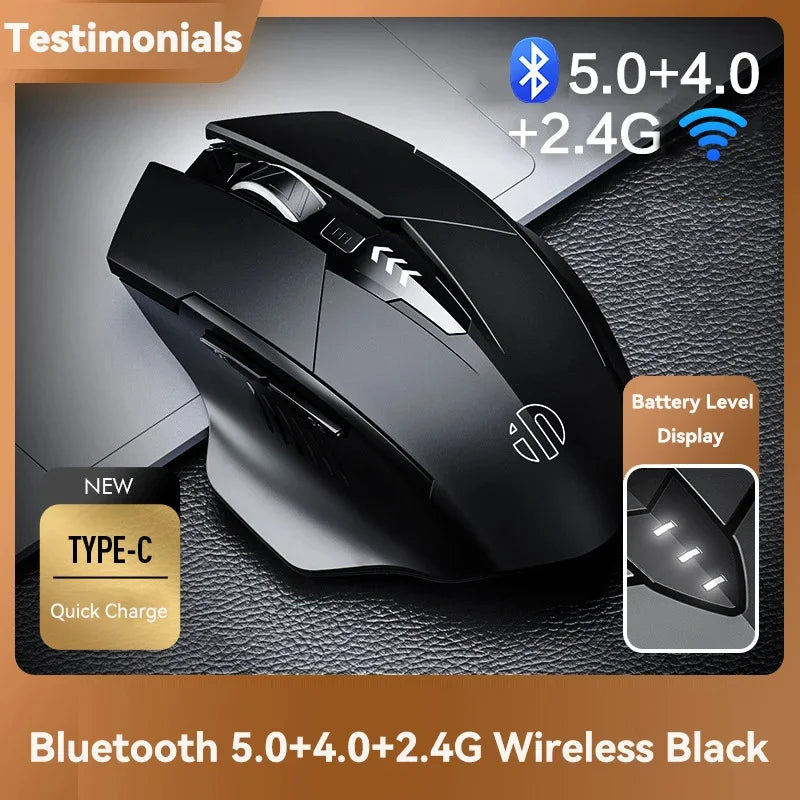 INPHIC F1 2.4G Wireless Mouse, Ergonomic Rechargeable Wireless Mouse with Power Display, Silent 2400 DPI USB Wireless Mouse for Laptop, Desktop & Office