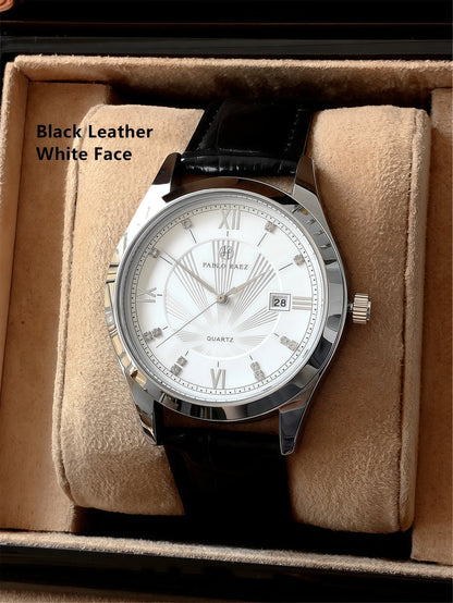 PABLO RAEZ Real Photos Top Brand Luxury Man Wristwatch Waterproof Diamond Date Leather Watch Quartz Fashion