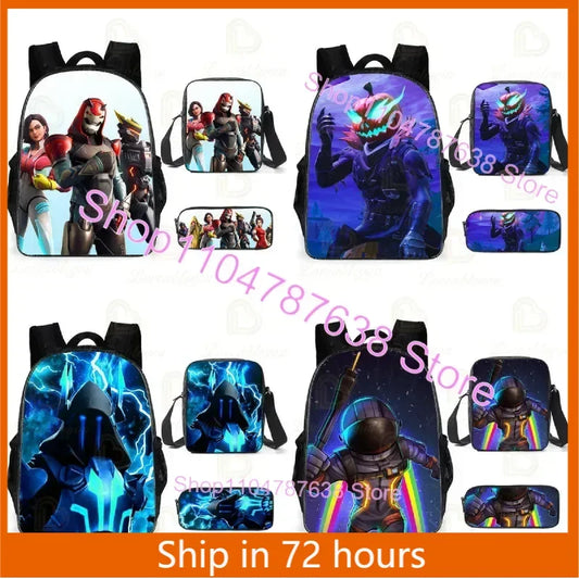 F-FORTNITE Battle Games Backpack for Children School Bag Boys Girls Primary Crossbody Pencil Case Kids Toddler Backpack