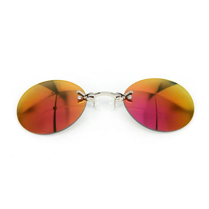 New Round Rimless Sunglasses Men Matrix Morpheus Men's Classic Clamp Nose Glasses  Mini Frameless Brand Design Glasses UV400