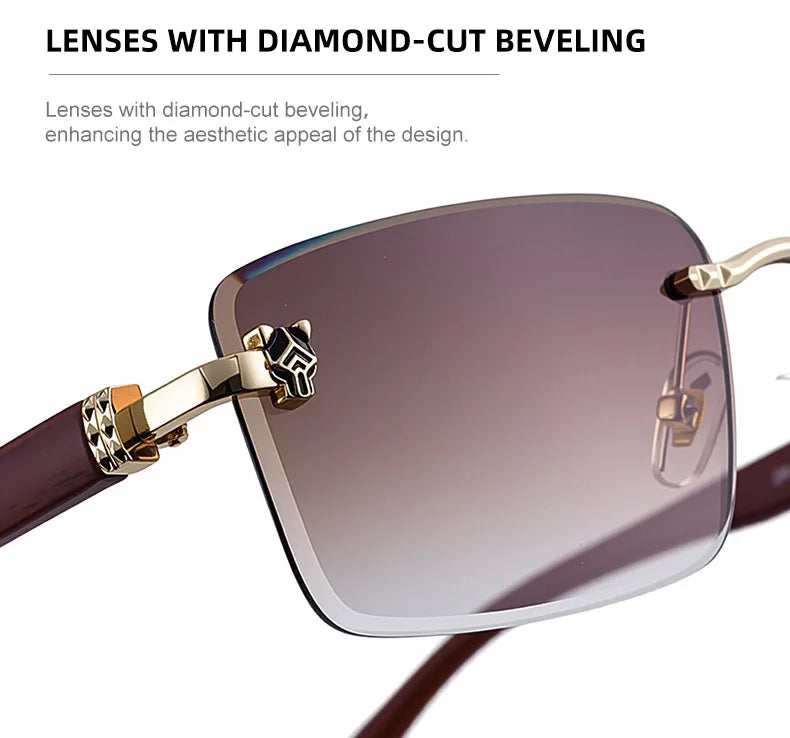 2026 Wooden Rimless Sunglasses Women Trendy Retro UV400 Protection Square Sunglass Men Brand Design Fashion Glasses Dropshipping