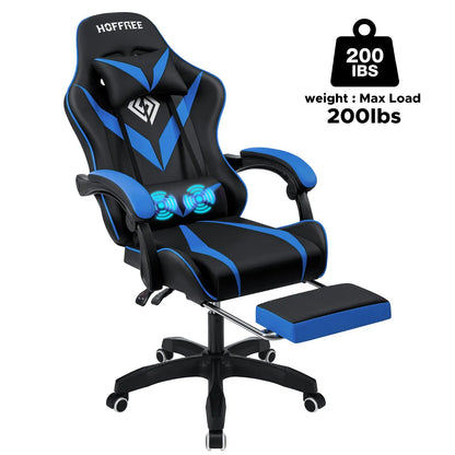 200Lbs Gaming Chair with Massage Lumbar Support, Ergonomic PC Gaming Chair with Footrest, Reclining Adjustable Armrest Computer Chair
