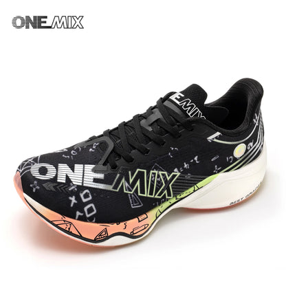 ONEMIX New Nylon Carbon Board Marathon Running Racing Shoes Shock-Absorbing Professional Stable Support Ultra-Light Rebound Sneakers