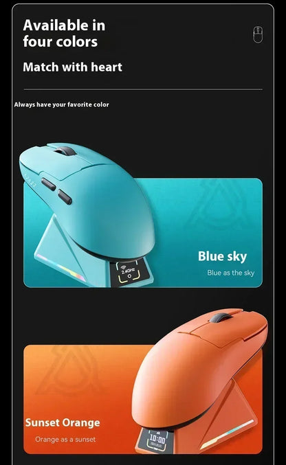 AJAZZ AJ159 APEX Wireless Gaming Mouse, Tri-Mode 8K Gaming Mouse with PAW3950 Sensor, Ultra-Lightweight Low Latency Rechargeable Gaming Mouse with Charging Dock