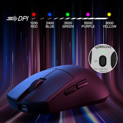 Redragon M916 trådløs gamermus, 49G ultralet 8K DPI 2.4G trådløs gamingmus med ergonomisk, naturligt greb