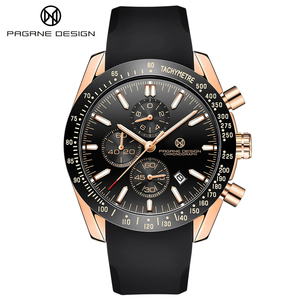 PAGANI DESIGN New 45mm Men Quartz Watch Rubber Belt Men's Luxury Watch Fashion Casual Sports Male Clock Relogio Maasculino