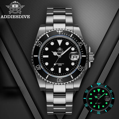 ADDIESDIVE Luxus-Automatikuhr für Herren 8215 Mechanische Uhr BGW9 Leuchtend Saphirglas Taucheruhr für Herren Analoguhr AD2503