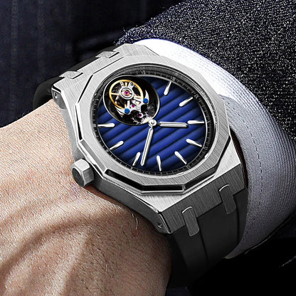 Raymondoya Men's Flying Tourbillon Movement Mechanical Automatic Luxury Watches Wristwatches Skeleton Watch Brand For Men Sapphire