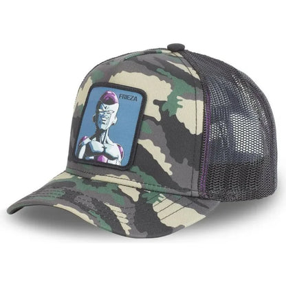 Dragon Ball Buu Goku sapka Nyári utazós csúcsos sapka Férfi hímzett hip-hop stílusú napellenzős állítható trucker hálós sapka