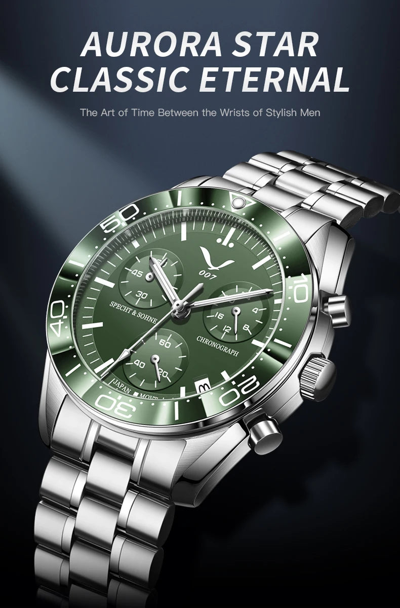 New 007 Specht&Sohne Sports Watches for Men Top Brand Luxury Steel Wrist Watch Fashion Japan VK68 Chronograph