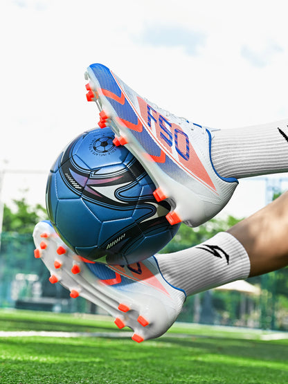 Unisex AG FG Soccer Shoes PU Woven Fabric Upper TPU Shockproof Sole Wear Resistant Anti-slip Teenager Competition Sneakers