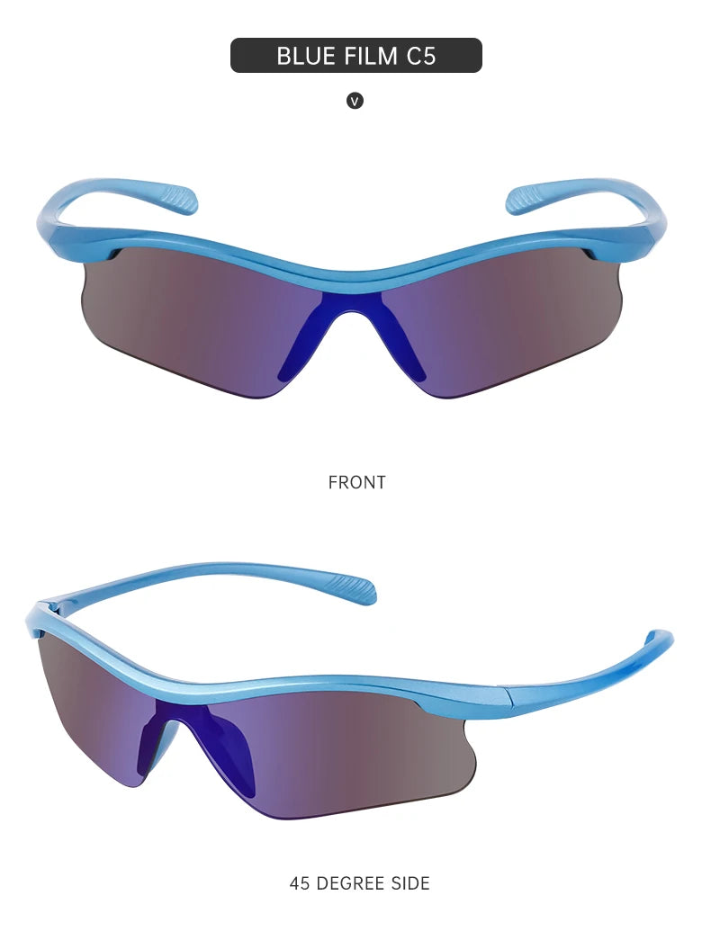 Sports Sunglasses Women Outdoor Cycling Goggle Men Fashion One-Piece Windproof Sunglass Male 2026 New Semi-Rimless Sun Glasses