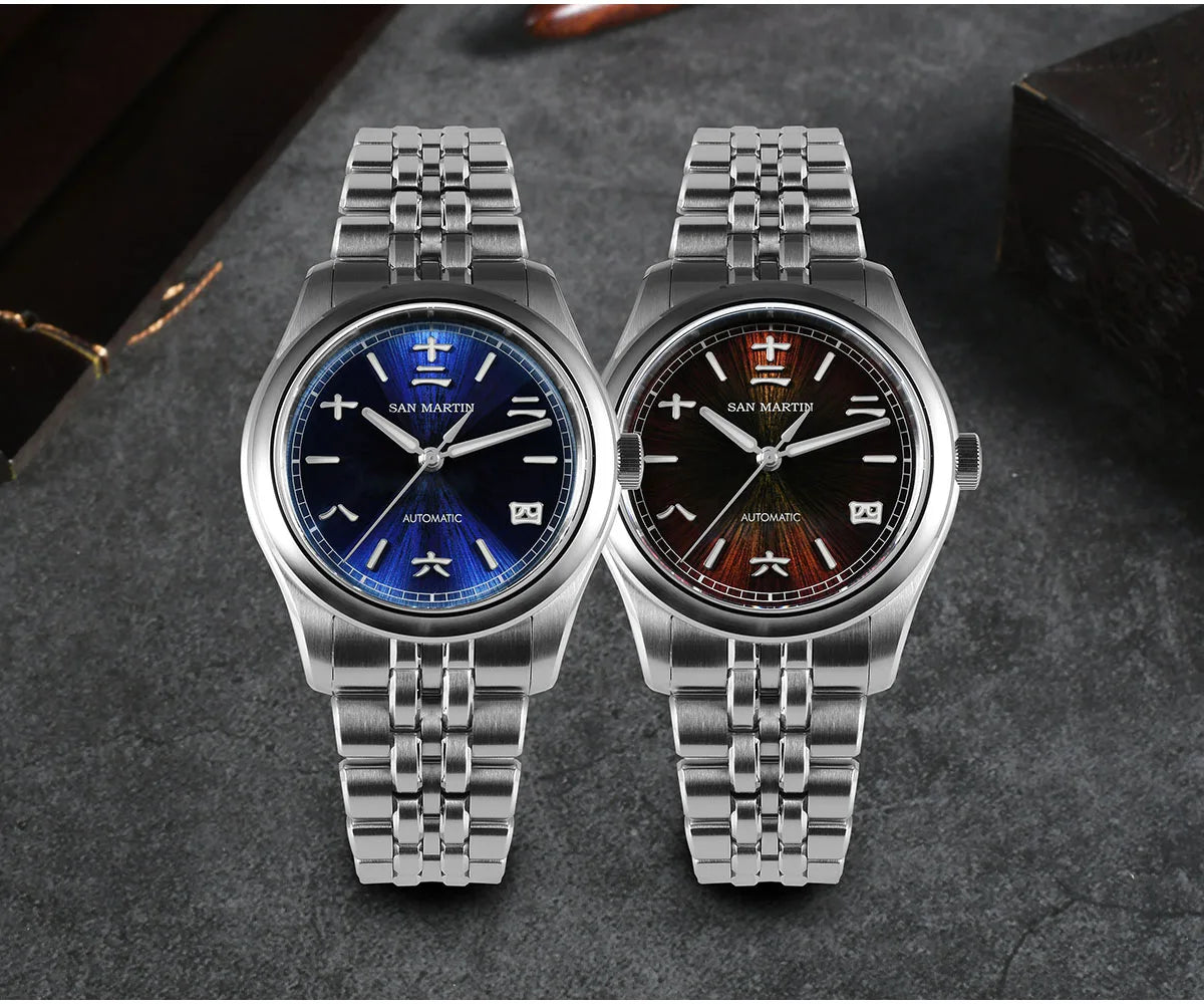 San Martin New 39mm Gada Watch Chinese Style Original Design Sunburst JianZhan Miyota 90S5 Men Dress Automatic Mechanical SN0144