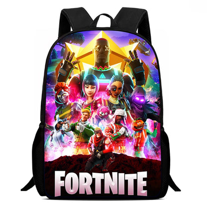 Fortnite 15 tommer tegneserie-skolerygsæk til børn, drenge og piger, cool gaming-print, let og rummelig rygsæk, egnet til alderen 5-8