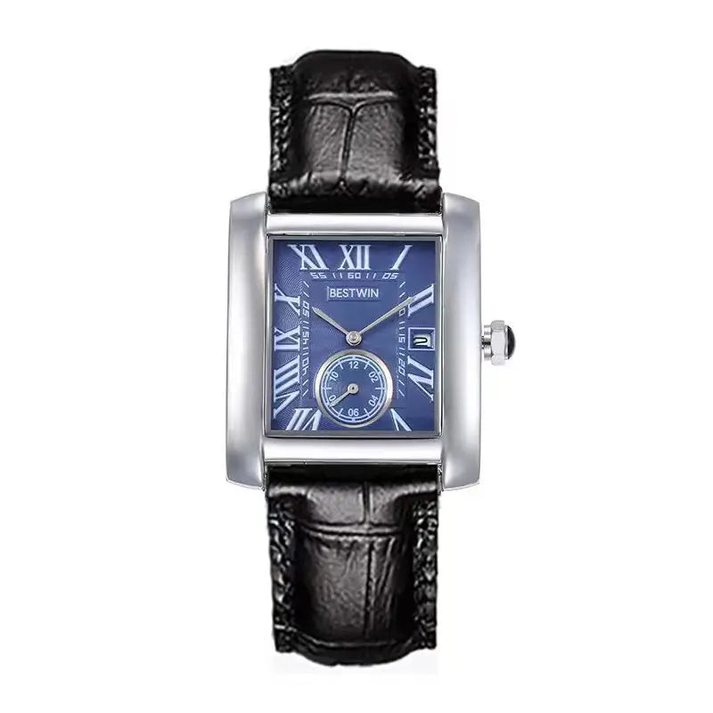 Luxury Men's Watch Men's Gold White Roman Digital Quartz Watch Metal Strap Rectangle Classic Brand Watch Business Men's Clock
