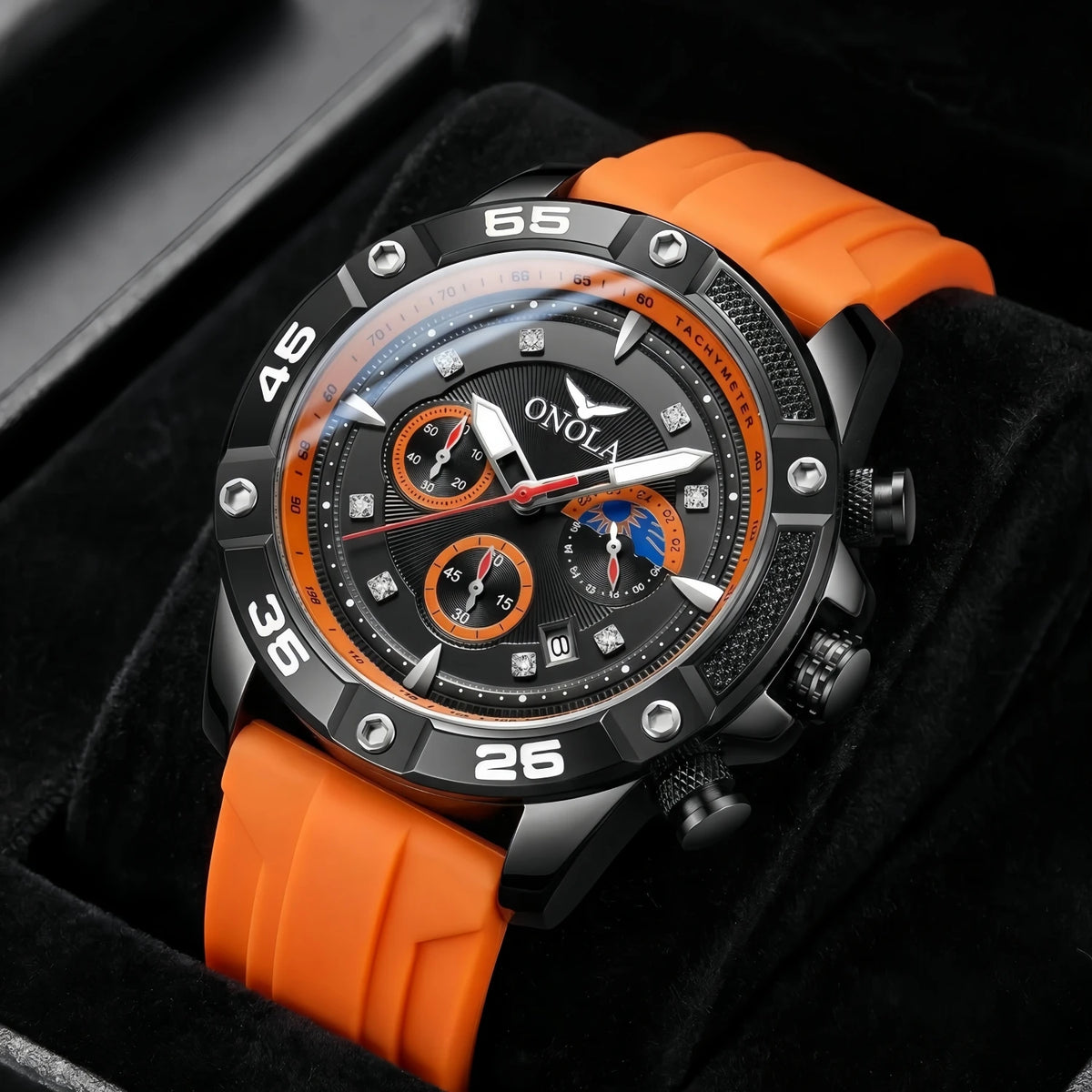 ONOLA New Fashion Casual Men's Watch Multi functional Fluorescent Tape Waterproof Quartz Military Watch Men's Clock High Quality
