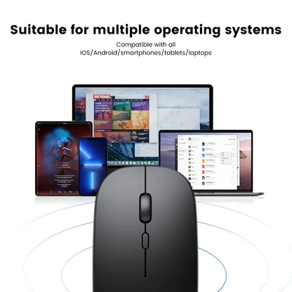 Rechargeable Wireless Mouse Bluetooth 2.4GHz Dual Mode, Silent Ergonomic Wireless Mouse with Adjustable DPI, USB Rechargeable Mouse for PC, Laptop, Mac & Tablet