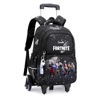 Чанта с колелца Fortnite за лесно изкачване на стълби, аниме, водоустойчива раница на колелца с голям капацитет за ученици, ежедневна пътна чанта
