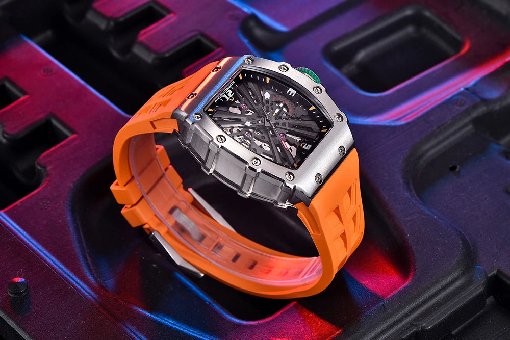 PAGANI DESIGN Newest Luxury Skeleton Watches VH65 Man Quartz Watch 42MM Rubber Strap Sapphire Glass Waterproof reloj hombre