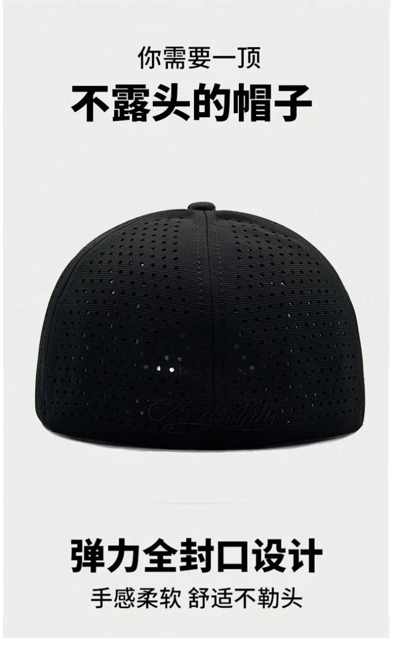 Nagy fejméretű, hátul zárt, 5 cm-es rövid karimájú baseball sapka férfiaknak, hálós, testre szabott sapkák, rugalmas, teljesen zárt sapkák, 56–60 cm, 61–65 cm