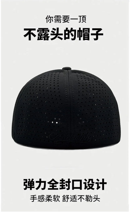 Nagy fejméretű, hátul zárt, 5 cm-es rövid karimájú baseball sapka férfiaknak, hálós, testre szabott sapkák, rugalmas, teljesen zárt sapkák, 56–60 cm, 61–65 cm
