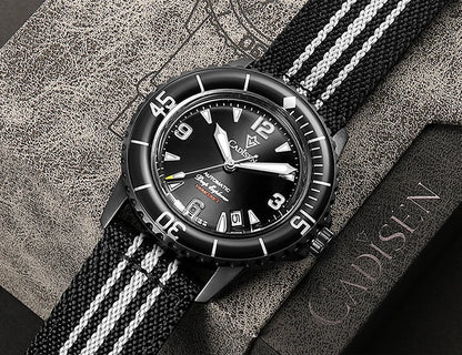 CADISEN Deep Explorer 2025 New Automatic Mechanical Watch Man Canvas Strap Wristwatch 8215 Luxury Luminous Waterproof Watches