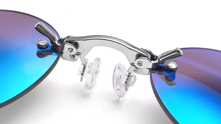 New Round Rimless Sunglasses Men Matrix Morpheus Men's Classic Clamp Nose Glasses  Mini Frameless Brand Design Glasses UV400