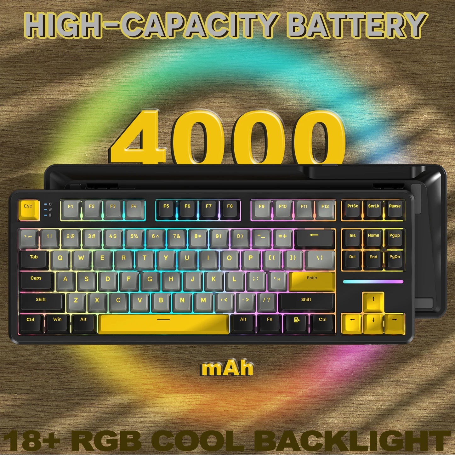 ATTACK SHARK X87 Wireless Mechanical Gaming Keyboard, Tri-Mode Bluetooth 5.0/2.4GHz/USB-C Hot Swappable Gasket Mechanical Keyboard with Pre-Lubed Switches