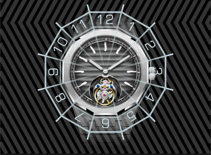 Raymondoya Men's Flying Tourbillon Movement Mechanical Automatic Luxury Watches Wristwatches Skeleton Watch Brand For Men Sapphire