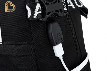 Yule Trooper F-Fortnited Battle Royale Backpack with USB Charging Anime Figures Study Stationery Compartment Students Mochila