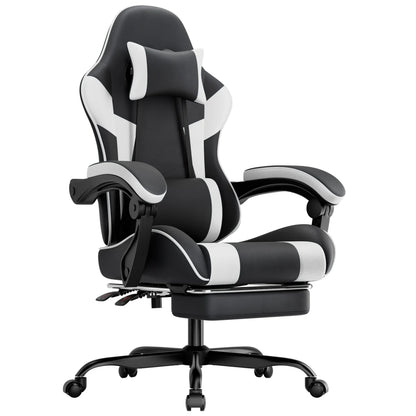 Ergonomic Gaming Chair with Lumbar Support, Adjustable Office Chair, Breathable PU Leather Computer Chair with Footrest & Reclining Backrest