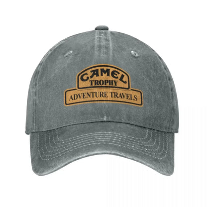 Czapka baseballowa w stylu retro Camel Trophy Racing dla mężczyzn i kobiet, z postarzanego dżinsu, z zatrzaskiem, na lato, do aktywności na świeżym powietrzu, miękka czapka bez usztywnienia