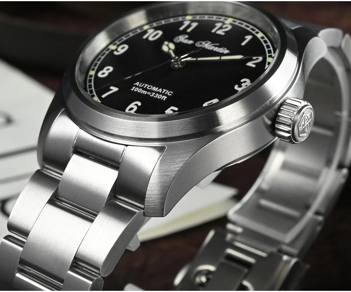San Martin Simple Men Watch 37mm Pilot Miyota 8215 Classic Military Explore Automatic Mechanical Watches Waterproof 100m