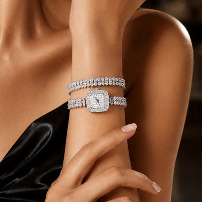 Sotoiru Square Luxury Diamond Watch For Women Silver Quartz Wristwatch Bling Bling Jewelry Zircon Wrap Watches Female Clock 2026
